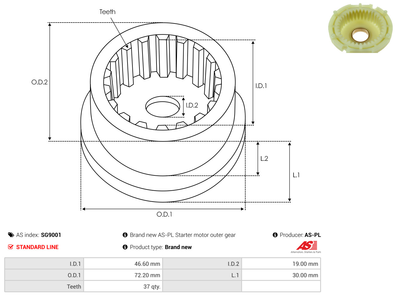 Repair Kit, starter - SG9001 AS-PL