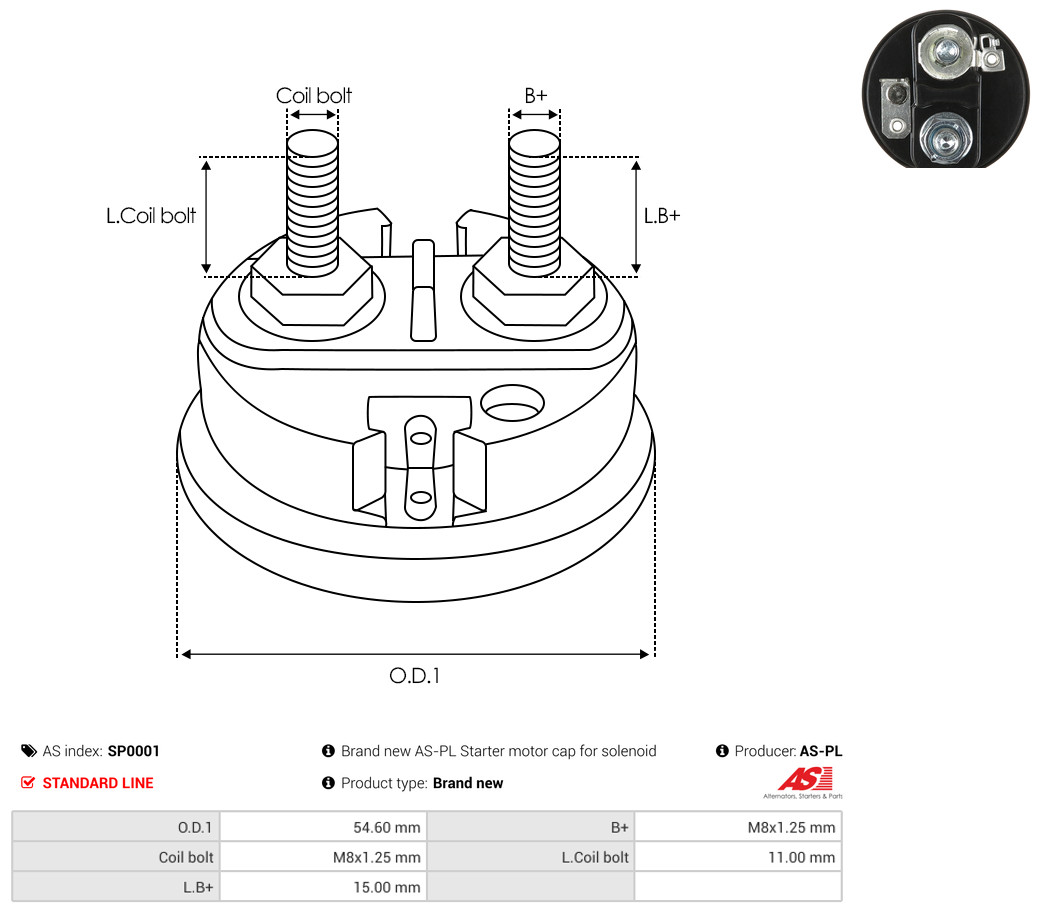 Cap, starter relay - SP0001 AS-PL