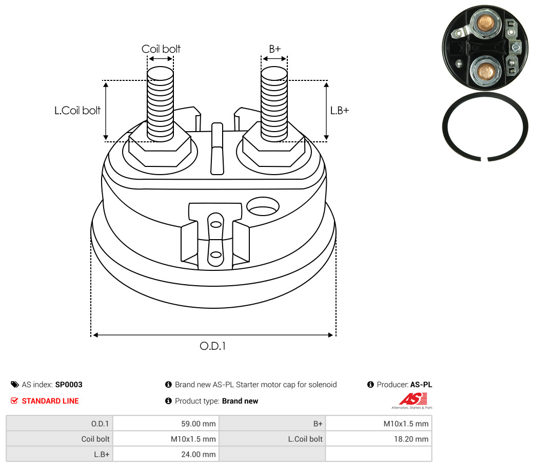 Cap, starter relay - SP0003 AS-PL