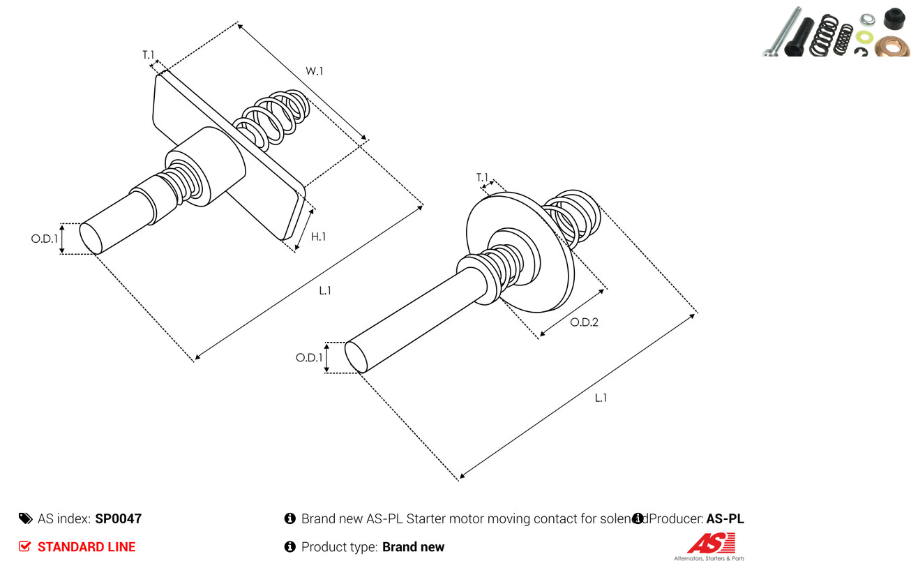 Repair Kit, starter - SP0047 AS-PL