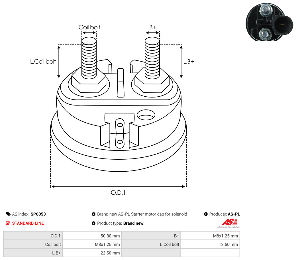 Cap, starter relay - SP0053 AS-PL