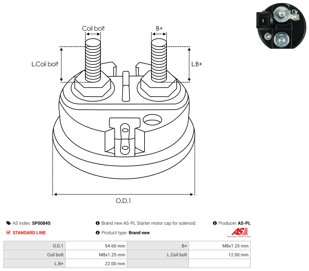 Cap, starter relay - SP0084S AS-PL