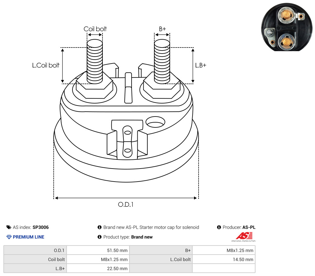Cap, starter relay - SP3006 AS-PL