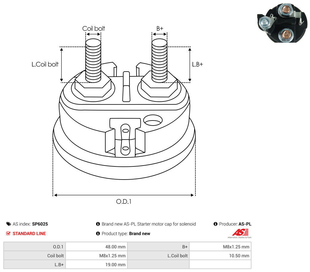 Cap, starter relay - SP6025 AS-PL