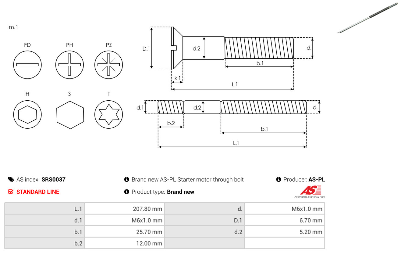 Ремкомплект, генератор - SRS0037 AS-PL