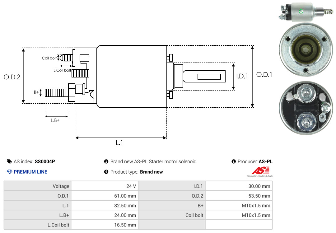 Solenoid Switch, starter - SS0004P AS-PL