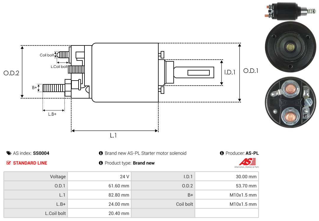Solenoid Switch, starter - SS0004 AS-PL