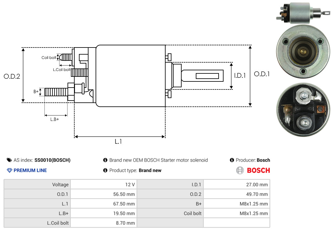 Solenoid Switch, starter - SS0010(BOSCH) AS-PL