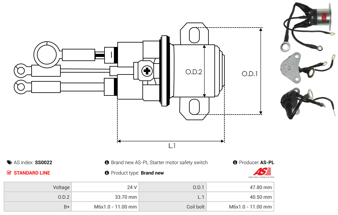 Solenoid Switch, starter - SS0022 AS-PL