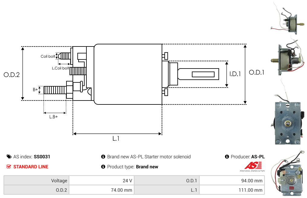 Solenoid Switch, starter - SS0031 AS-PL