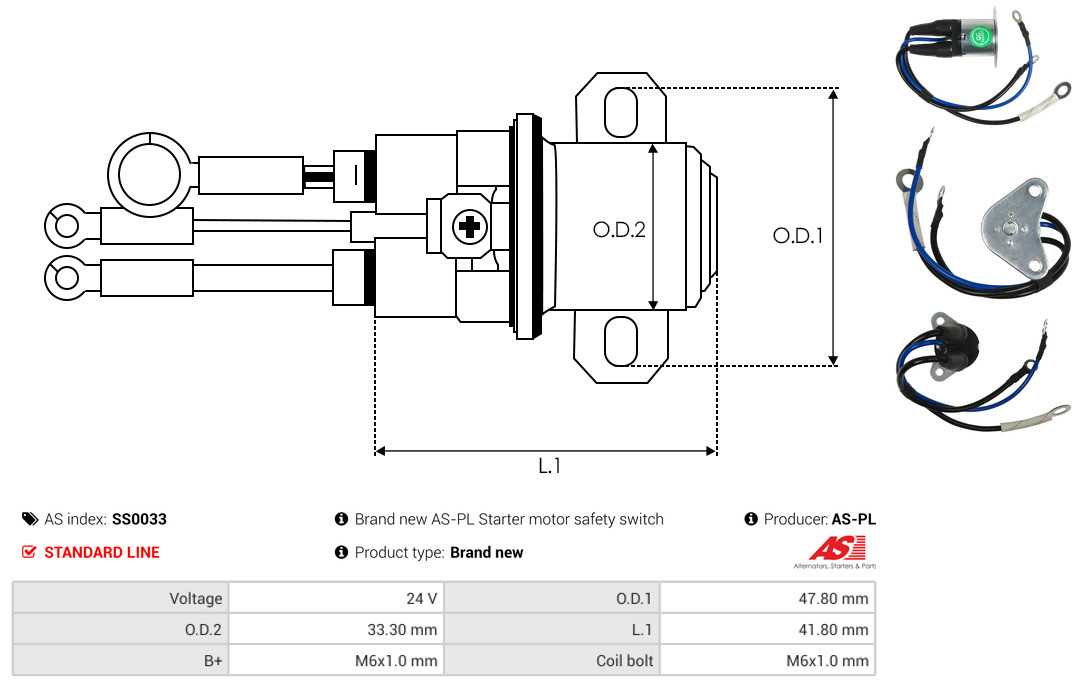 Solenoid Switch, starter - SS0033 AS-PL