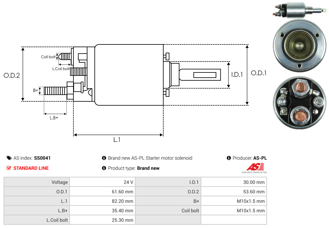 Solenoid Switch, starter - SS0041 AS-PL