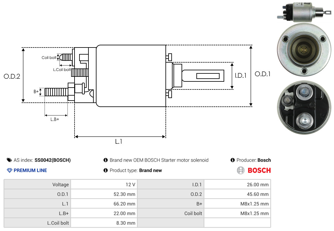 Solenoid Switch, starter - SS0042(BOSCH) AS-PL