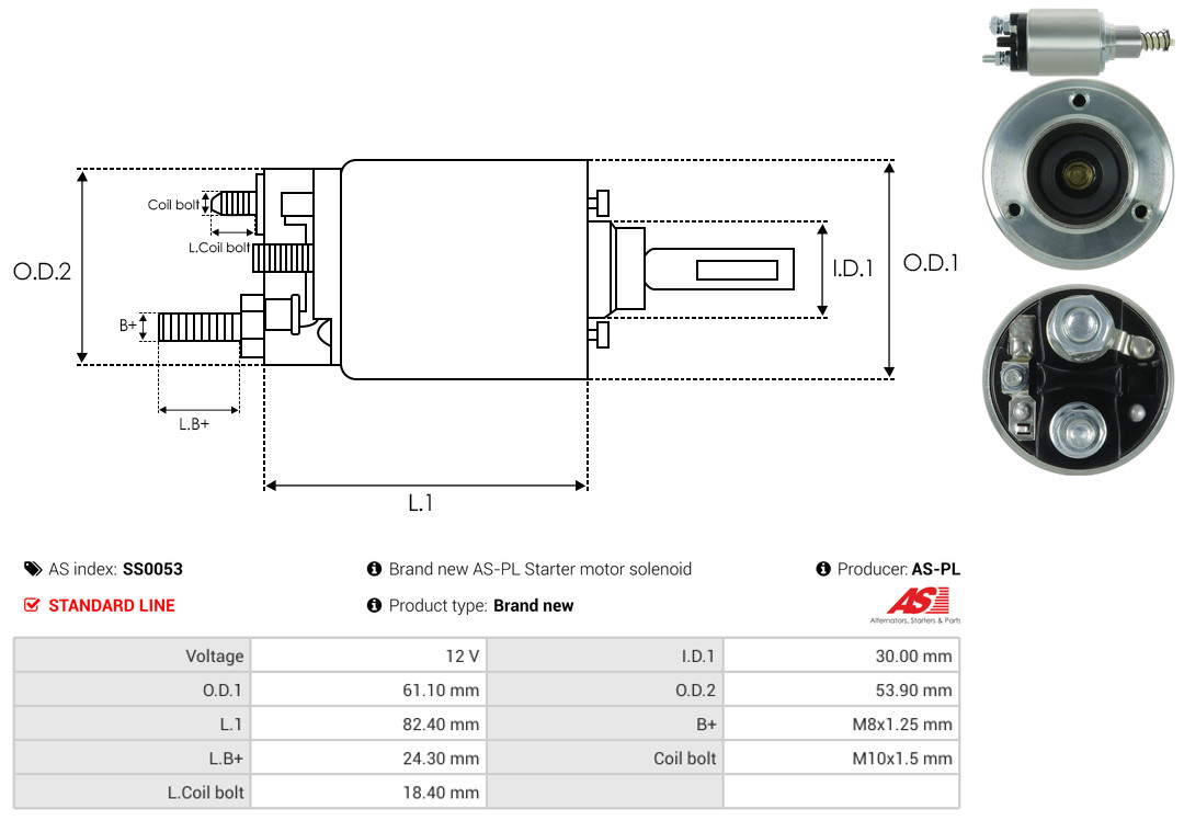 solenoidinis jungiklis, starteris - SS0053 AS-PL