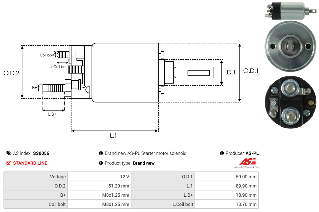 Solenoid Switch, starter - SS0056 AS-PL
