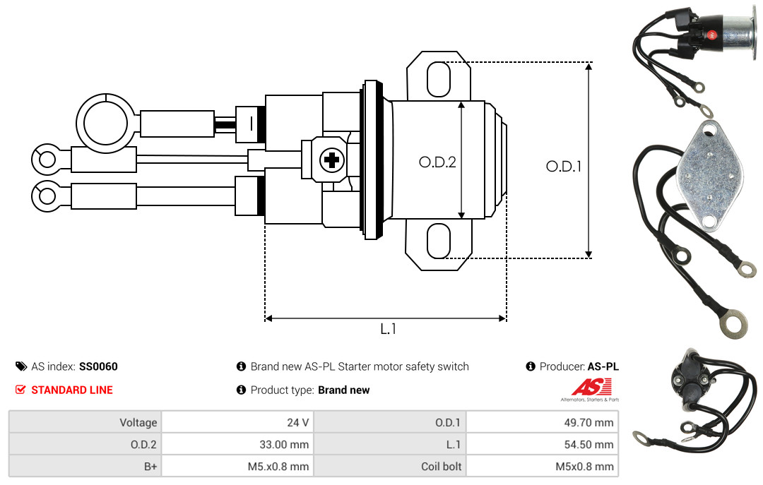 Solenoid Switch, starter - SS0060 AS-PL