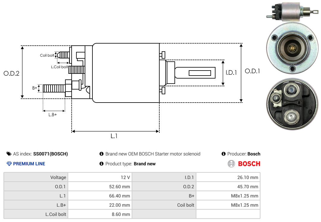 solenoidinis jungiklis, starteris - SS0071(BOSCH) AS-PL