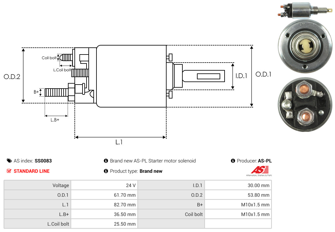 Solenoid Switch, starter - SS0083 AS-PL