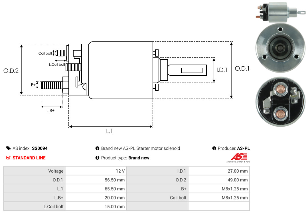 Elettromagnete, Motore d'avviamento - SS0094 AS-PL