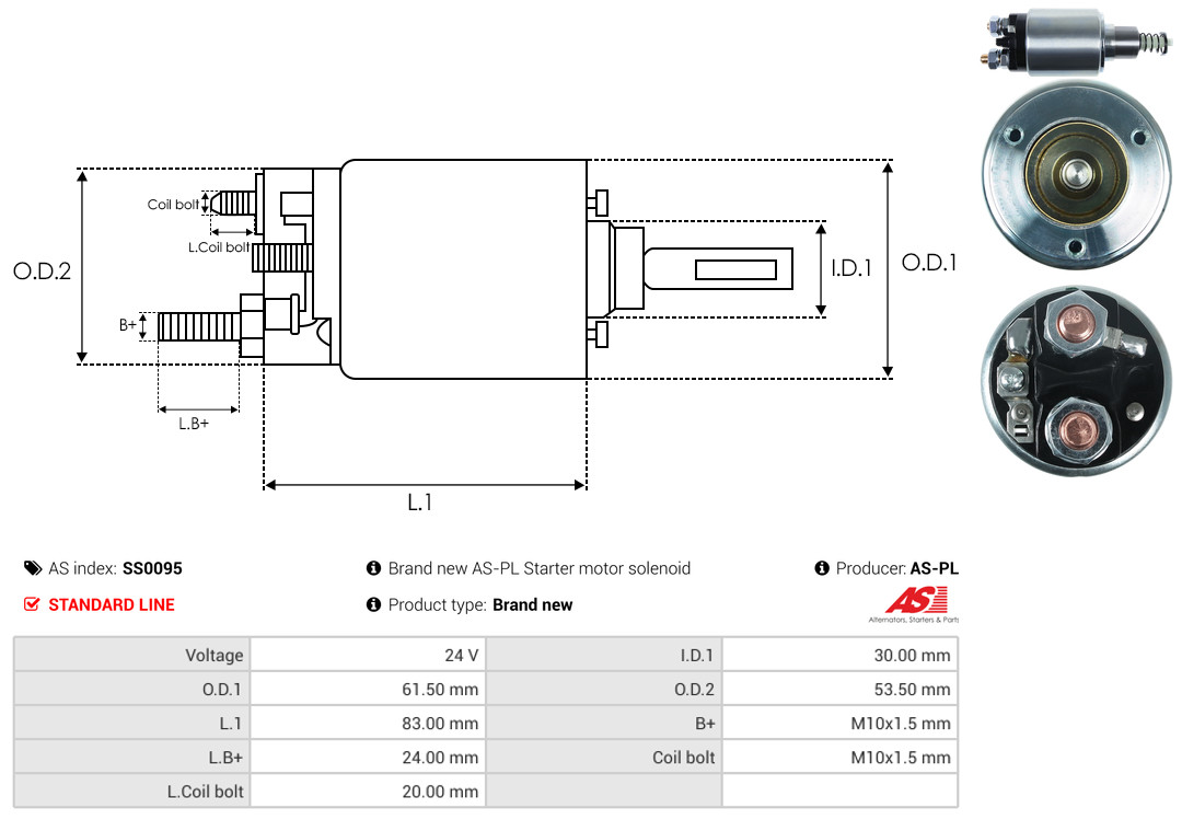 Solenoid Switch, starter - SS0095 AS-PL