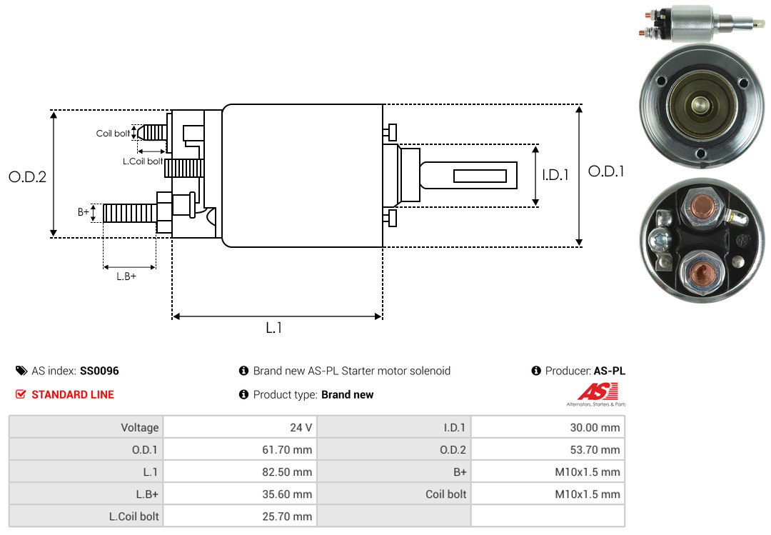 Solenoid Switch, starter - SS0096 AS-PL