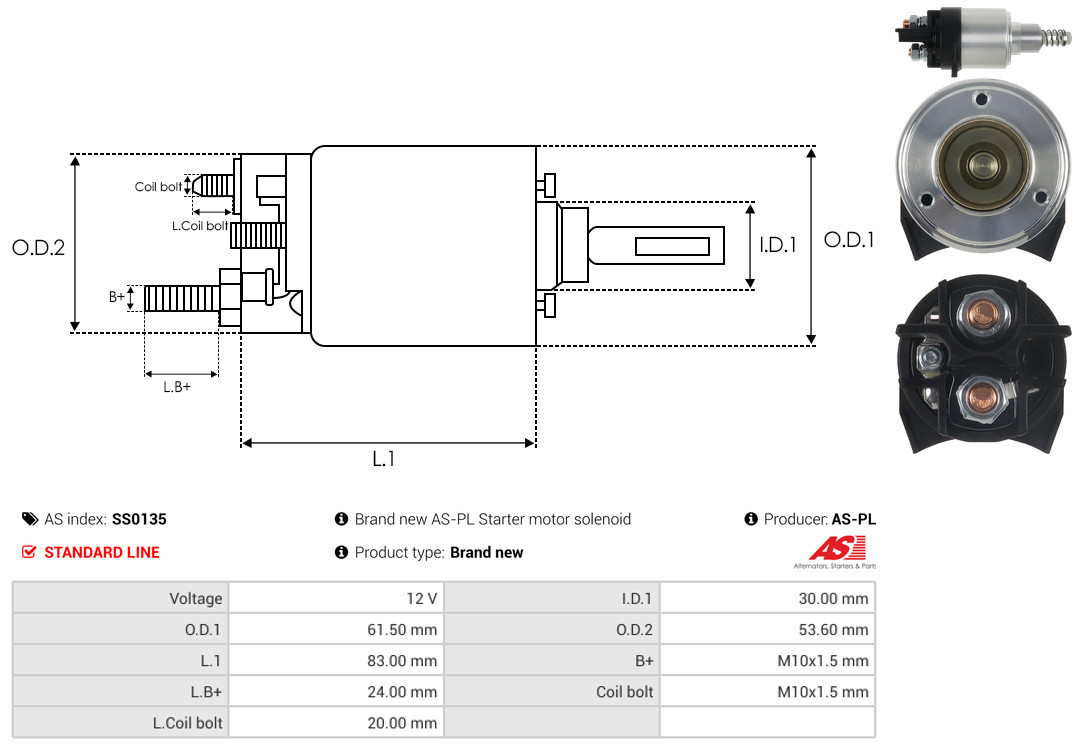 solenoidinis jungiklis, starteris - SS0135 AS-PL