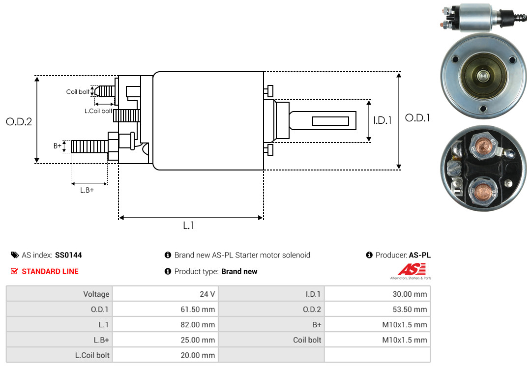 Solenoid Switch, starter - SS0144 AS-PL