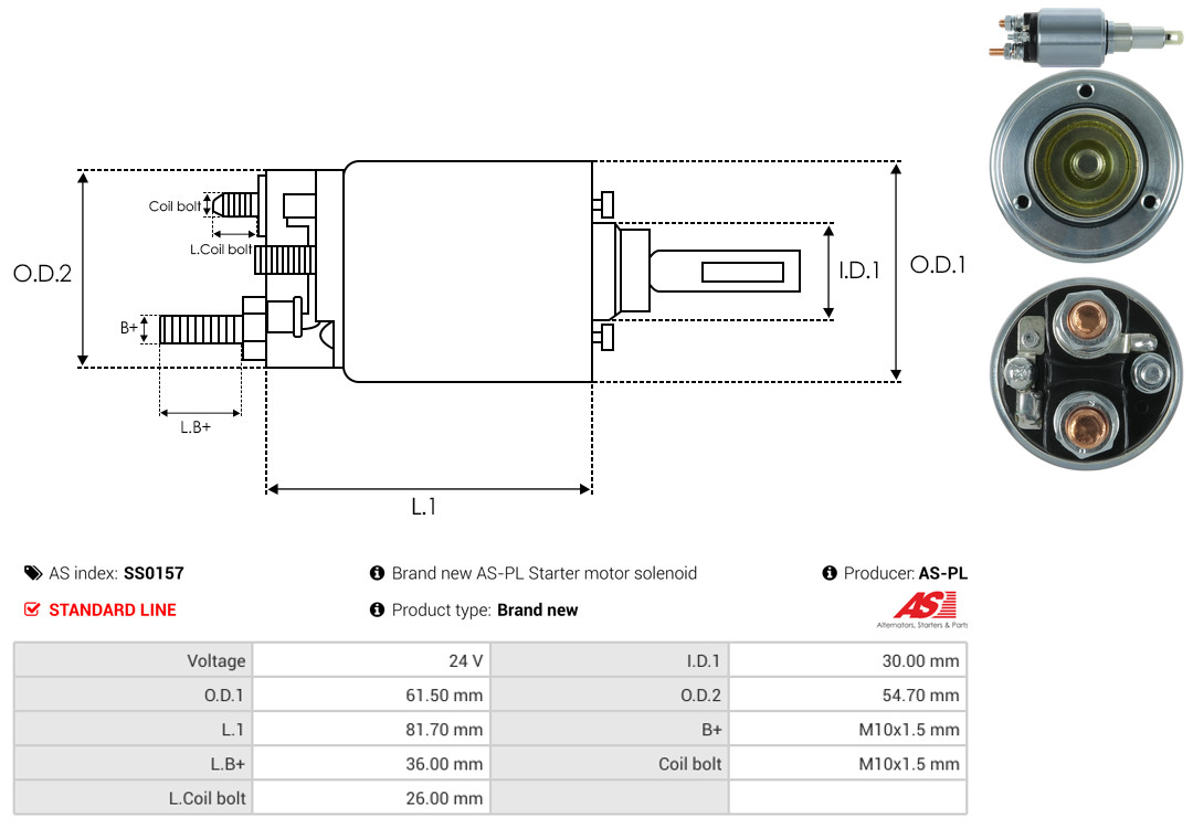 Solenoid Switch, starter - SS0157 AS-PL