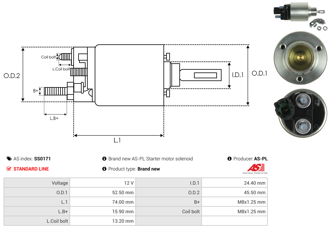 Solenoid Switch, starter - SS0171 AS-PL