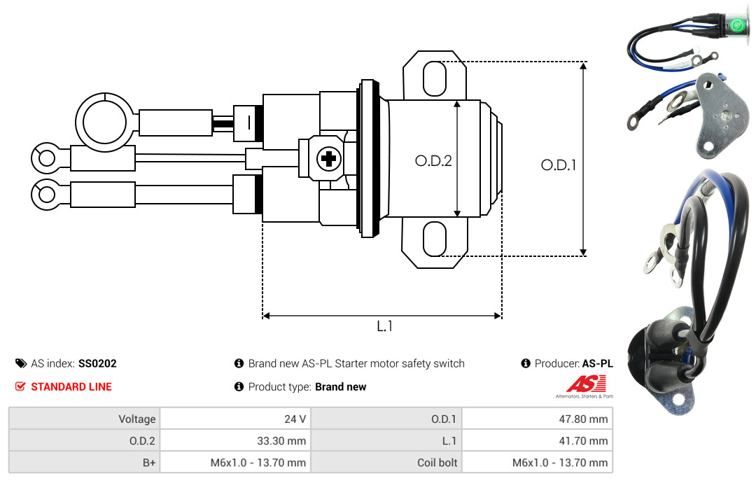 Solenoid Switch, starter - SS0202 AS-PL