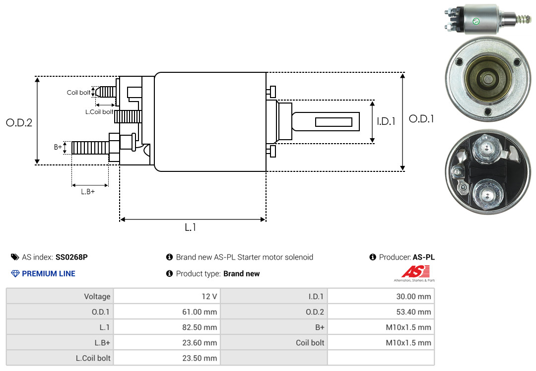 solenoidinis jungiklis, starteris - SS0268P AS-PL
