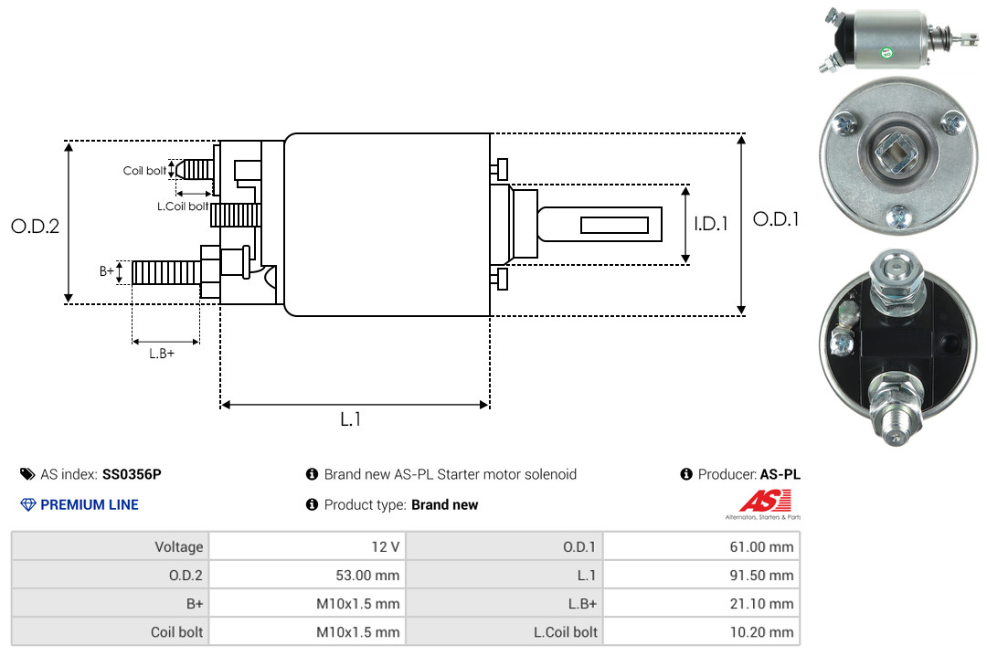 Solenoid Switch, starter - SS0356P AS-PL