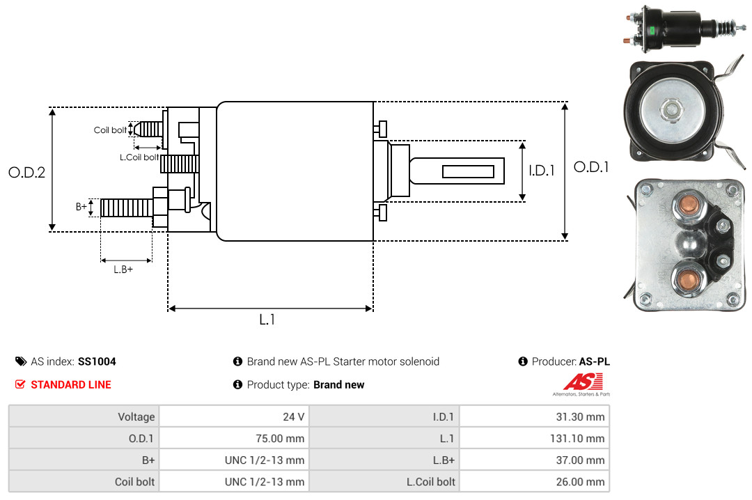 Solenoid Switch, starter - SS1004 AS-PL