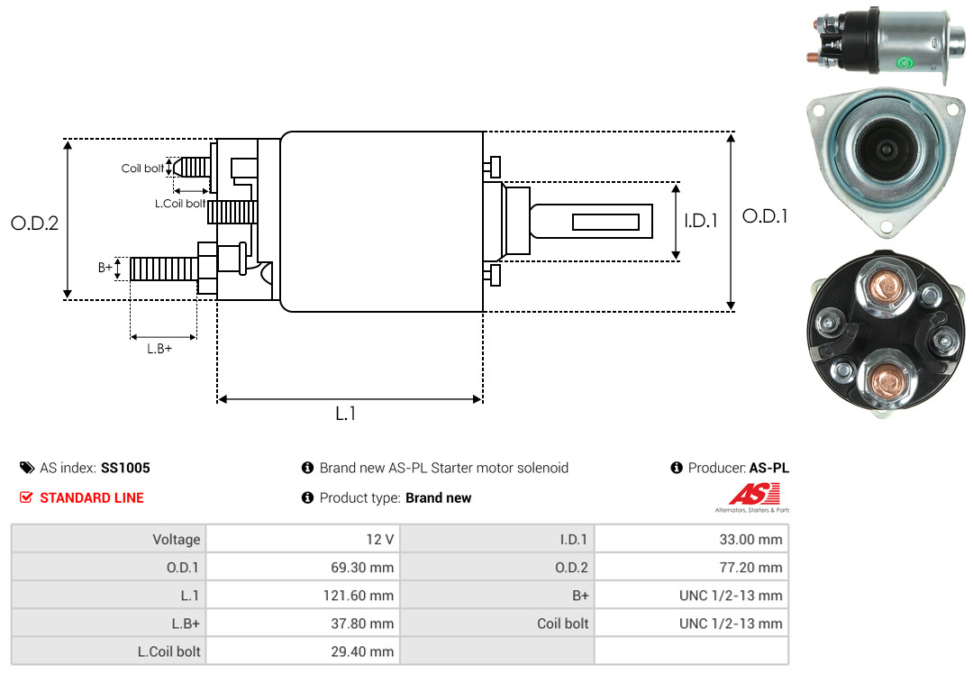 Solenoid Switch, starter - SS1005 AS-PL