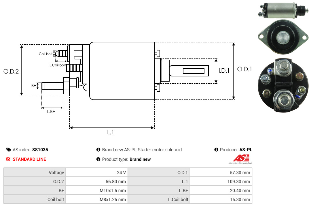 Solenoid Switch, starter - SS1035 AS-PL