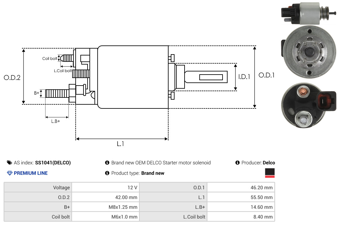 Solenoid Switch, starter - SS1041(DELCO) AS-PL