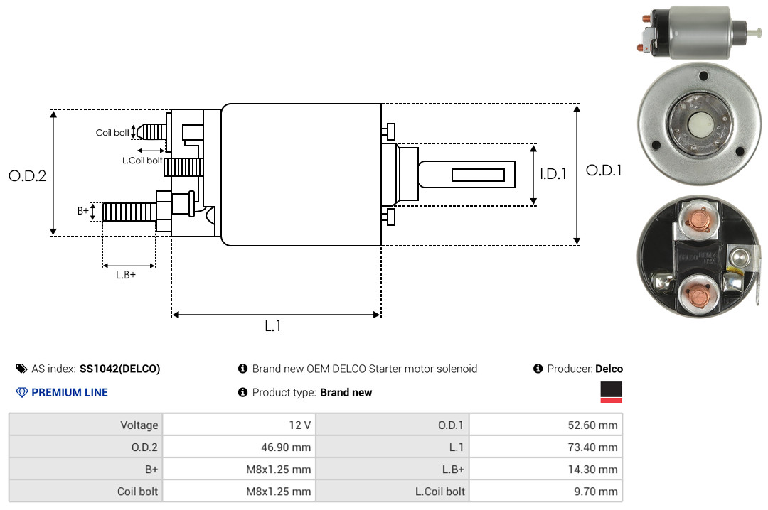Solenoid Switch, starter - SS1042(DELCO) AS-PL