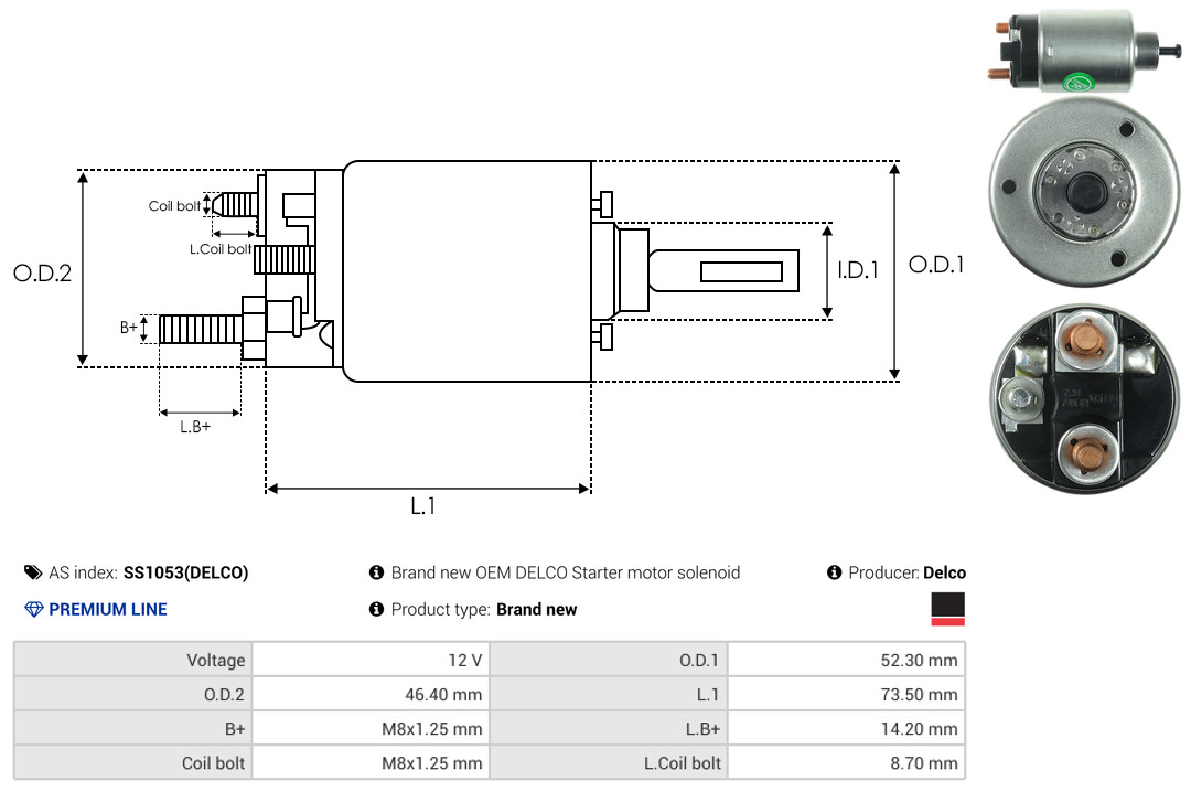 Solenoid Switch, starter - SS1053(DELCO) AS-PL