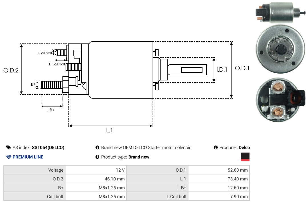 Solenoid Switch, starter - SS1054(DELCO) AS-PL