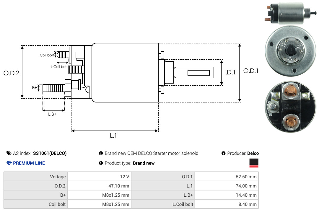 Elettromagnete, Motore d'avviamento - SS1061(DELCO) AS-PL
