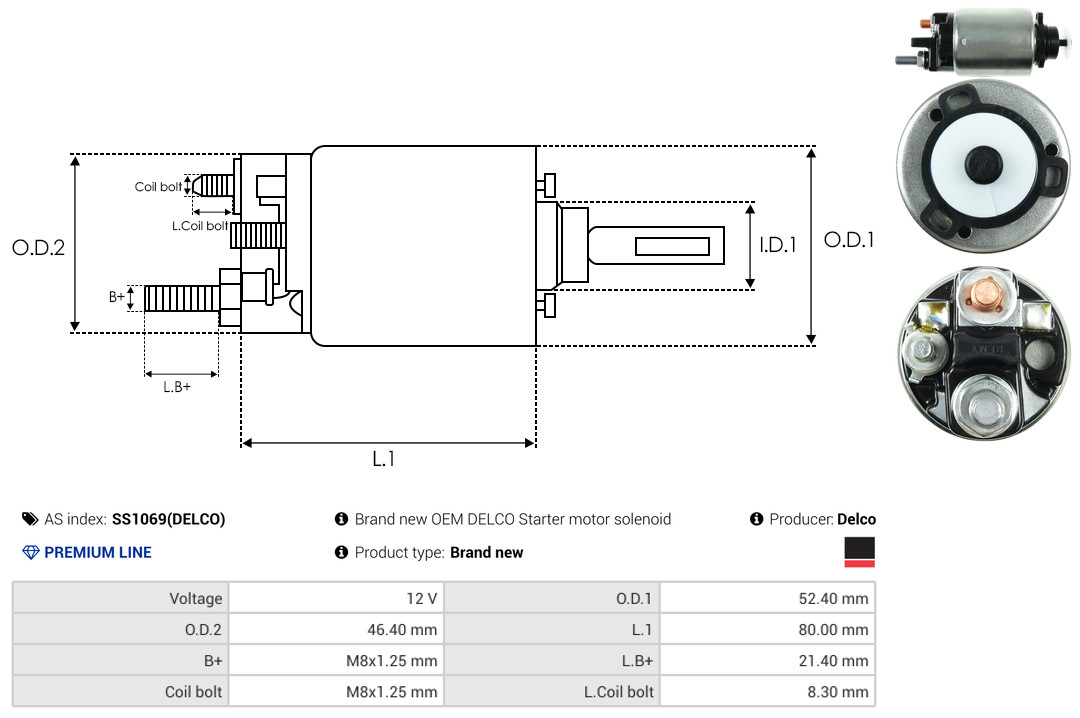 Elettromagnete, Motore d'avviamento - SS1069(DELCO) AS-PL