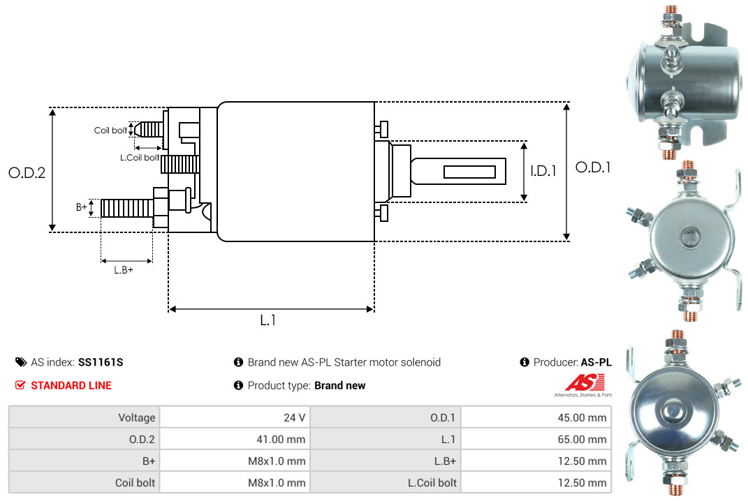 Solenoid Switch, starter - SS1161S AS-PL