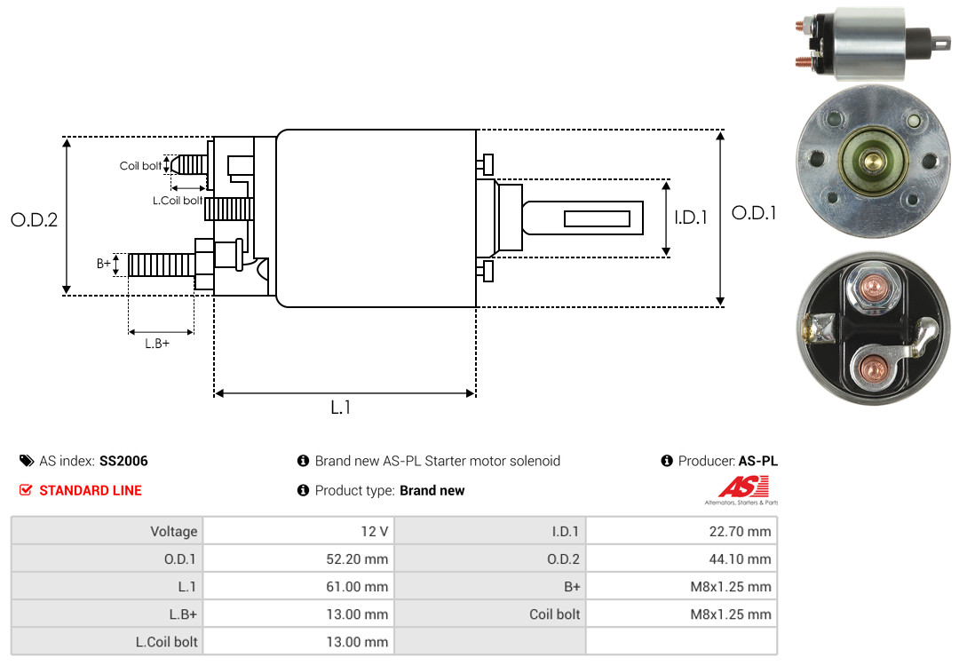 Solenoid Switch, starter - SS2006 AS-PL