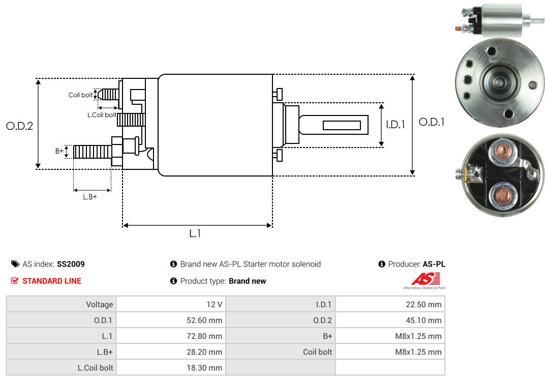 Solenoid Switch, starter - SS2009 AS-PL