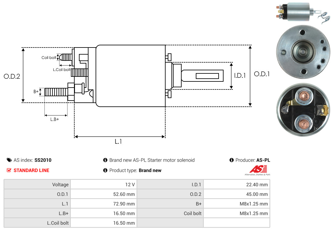 Solenoid Switch, starter - SS2010 AS-PL