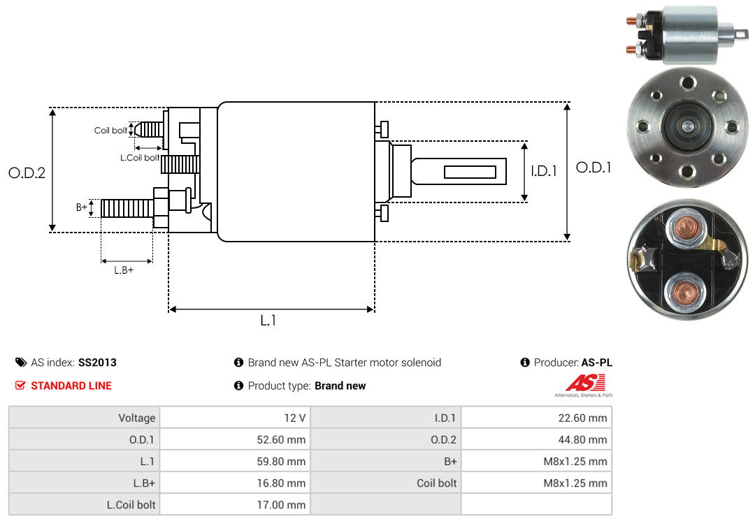 Solenoid Switch, starter - SS2013 AS-PL