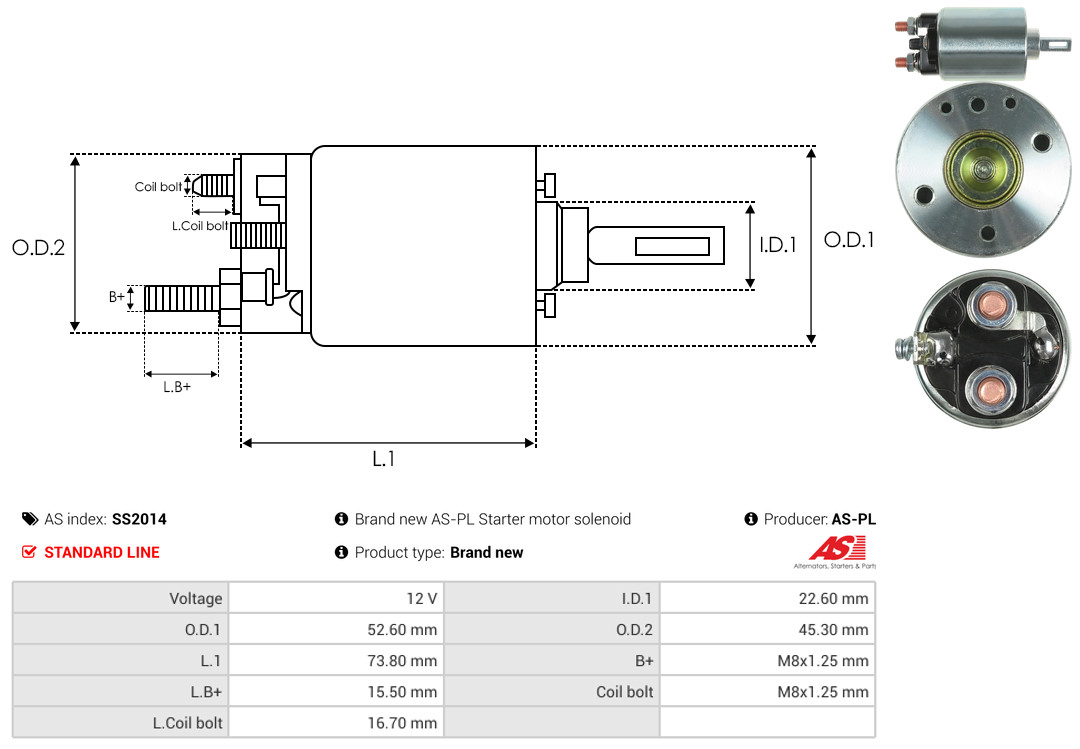 Solenoid Switch, starter - SS2014 AS-PL