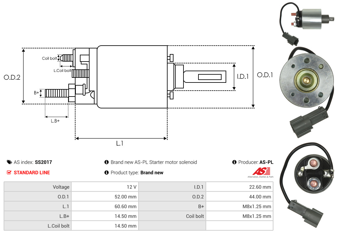 Solenoid Switch, starter - SS2017 AS-PL
