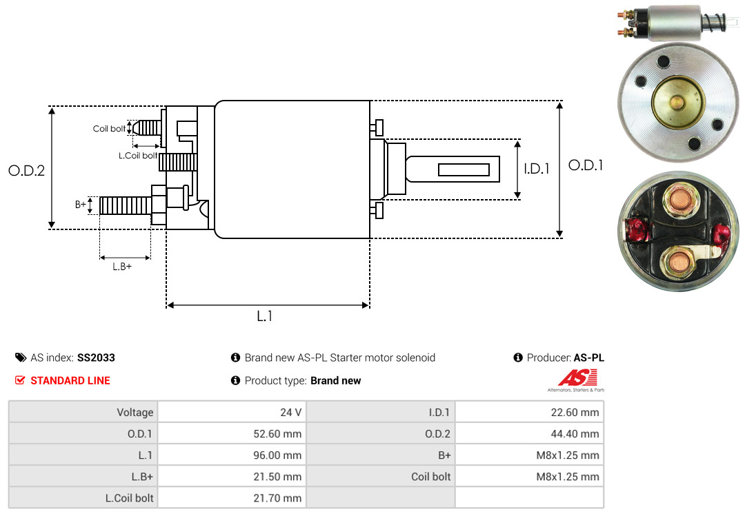 Solenoid Switch, starter - SS2033 AS-PL