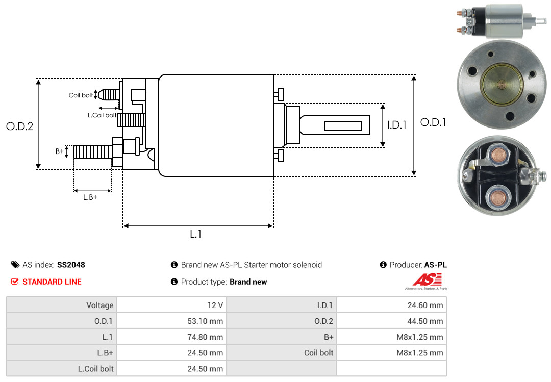 Solenoid Switch, starter - SS2048 AS-PL